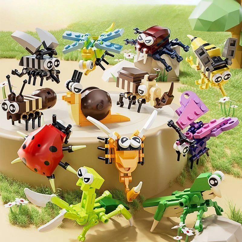 Insect World Series Toys12 types of insectsThree-dimensional Assembled Building Blocks Educational Assembled Toys Birthday Gifts