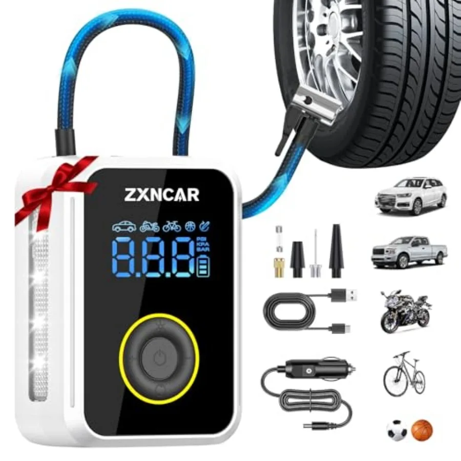

Быстрый портативный беспроводной автомобильный компрессор 4X Smart Tire Inflator с аккумулятором и питанием 12В DC, 200PSI
