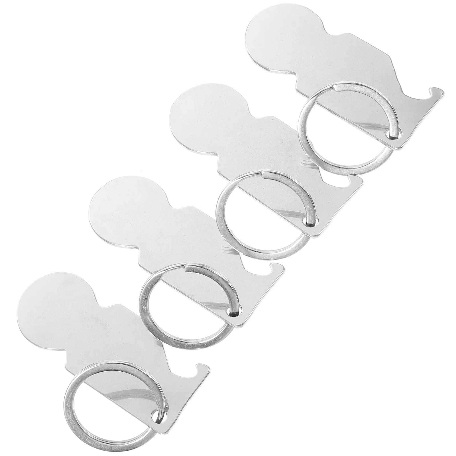 4 Pcs Token Keychain Unique Rings Shopping Trolley Tokens Metal Office Supplies Portable Remover Zinc Alloy