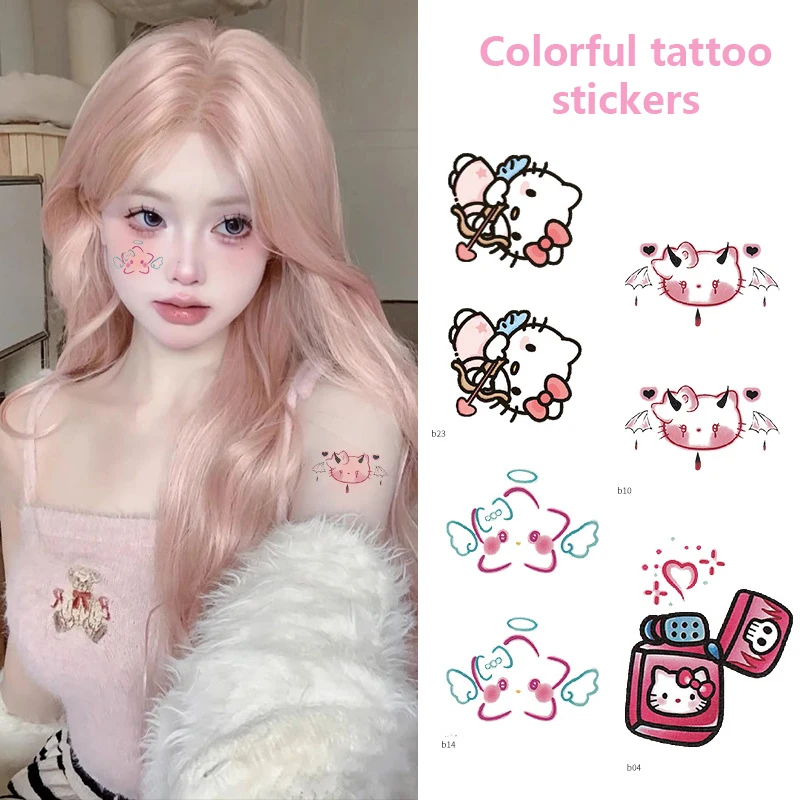 Sanrio Cartoon Characters Kuromi Hello Kitty Children Temporary Tattoos Cute Waterproof And Durable Color Tattoo Sticker Gifts