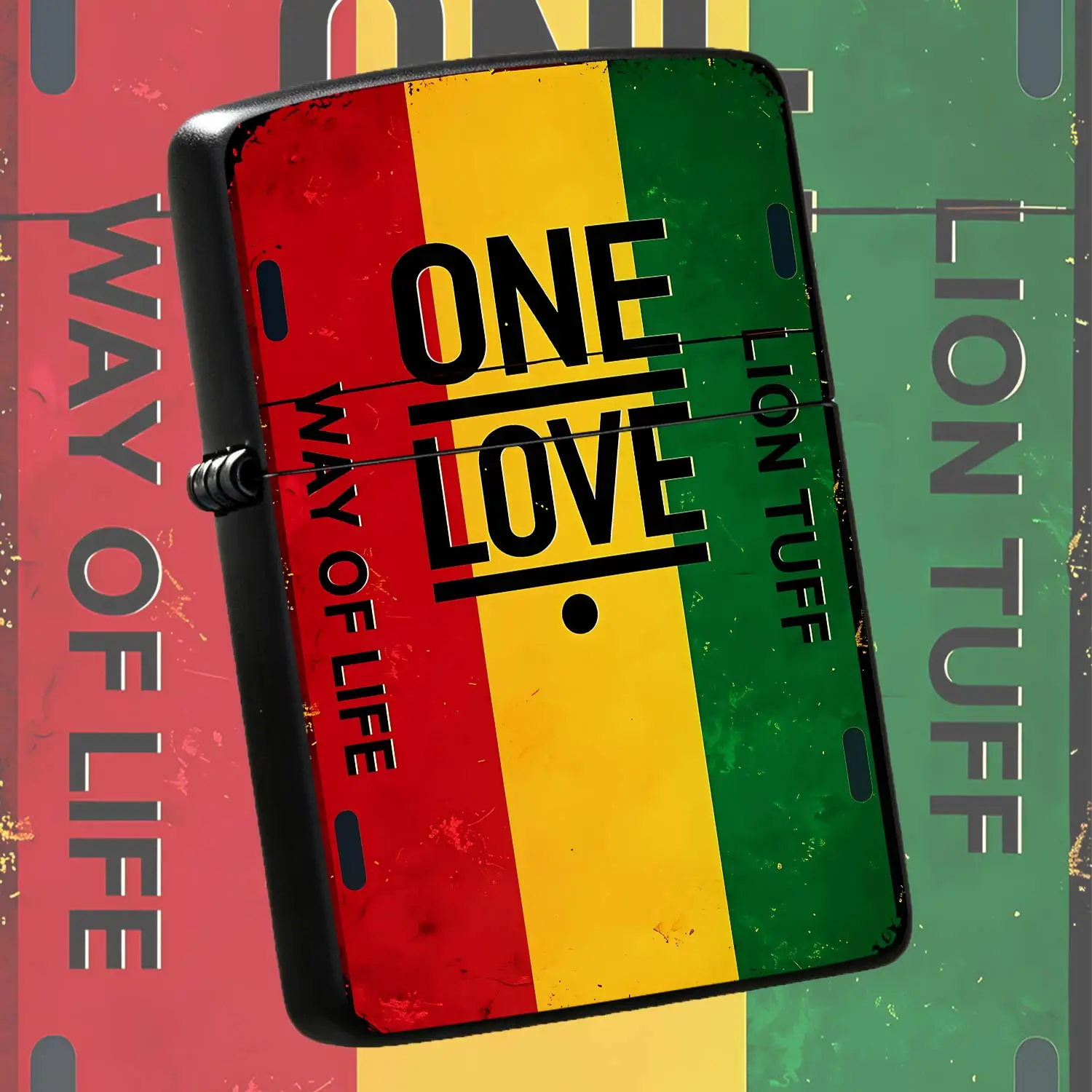 Rasta Style One Love Themed Portable Lighter, Trendy Creative Daily Carry Accessory, Ideal Practical Gift For All Scenarios, Retro Red Yellow Green Vibe Unique Decorative Piece, Suitable For Personal Use And Gifting On A Humorou And Interes