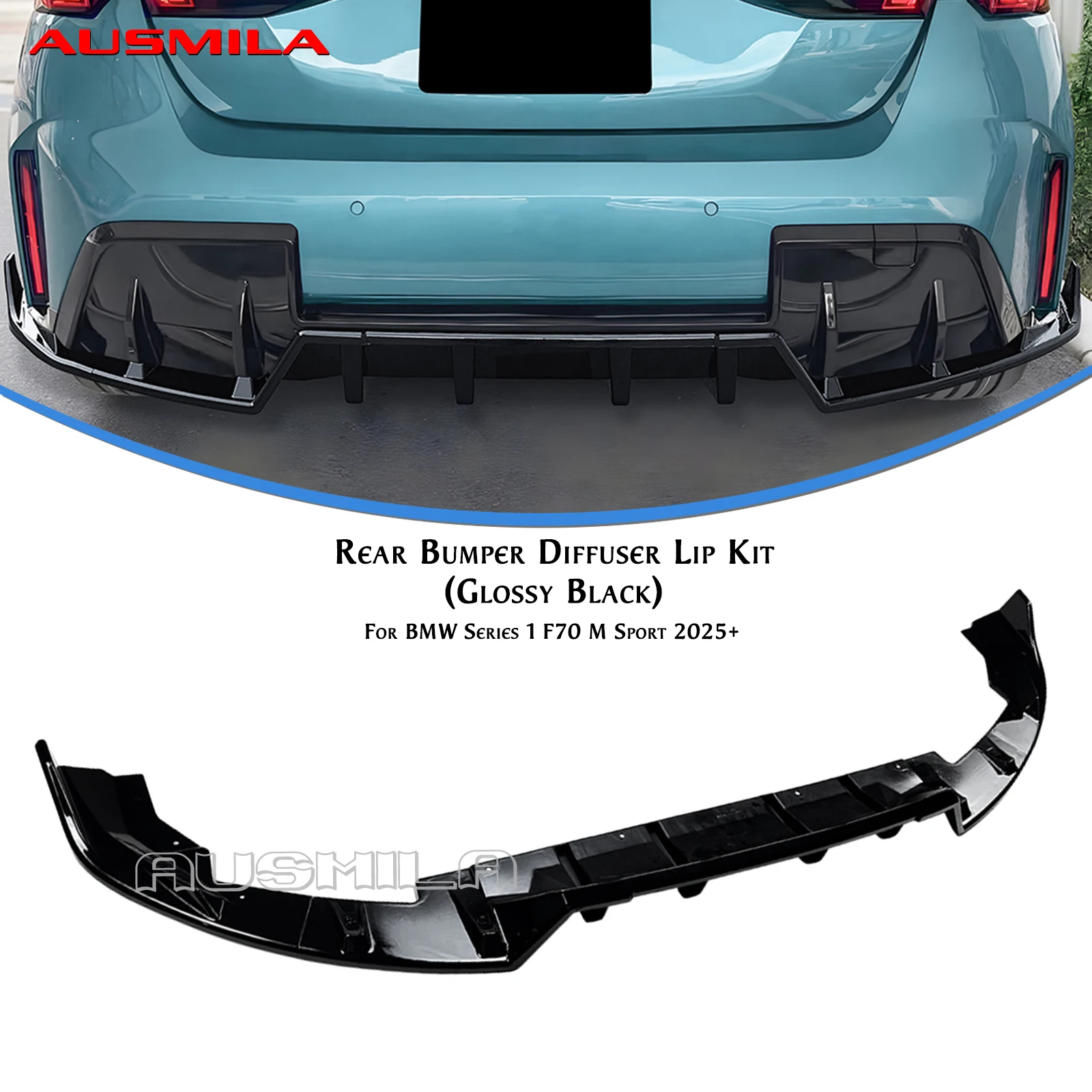 

3pcs Car Rear Bumper Diffuser Bracket Spoiler Lip Boot Splitter Trim For BMW 1 Series F70 M Sport 2025
