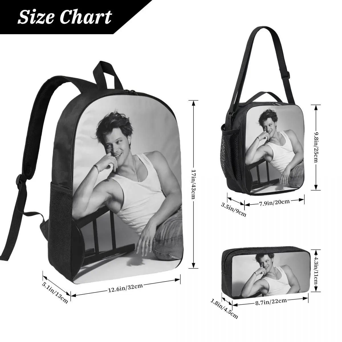 Soft Rudy Pankow JJ Maybank Poster Backpack Student BookBag School Bag Laptop Shoulder Bags 3ps Insulated Lunch Bag Pencil Case