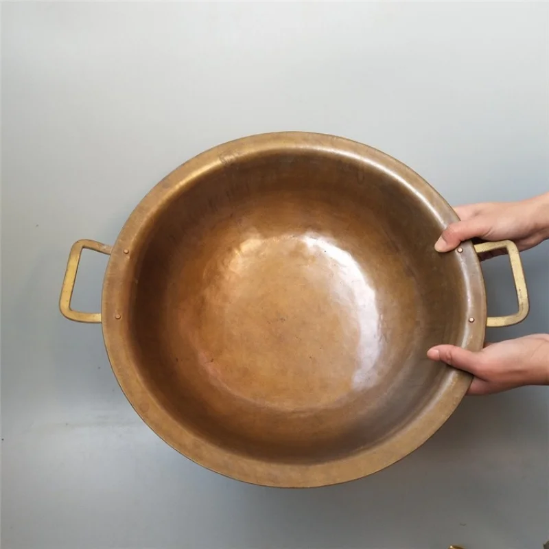 Copper Pot Household Pure Copper Old-Fashioned Handmade Frying Pan Restaurant Donkey-Hide Gelatin Pot Thickened Binaural Traditi