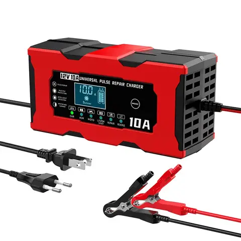 EU US UK AU 12V 10A 車用バッテリー充電器 10A 鉄リチウム充電器 Lifepo4 鉛蓄電池 AGM GEL PB リチウムバッテリー パルス修復機能付き