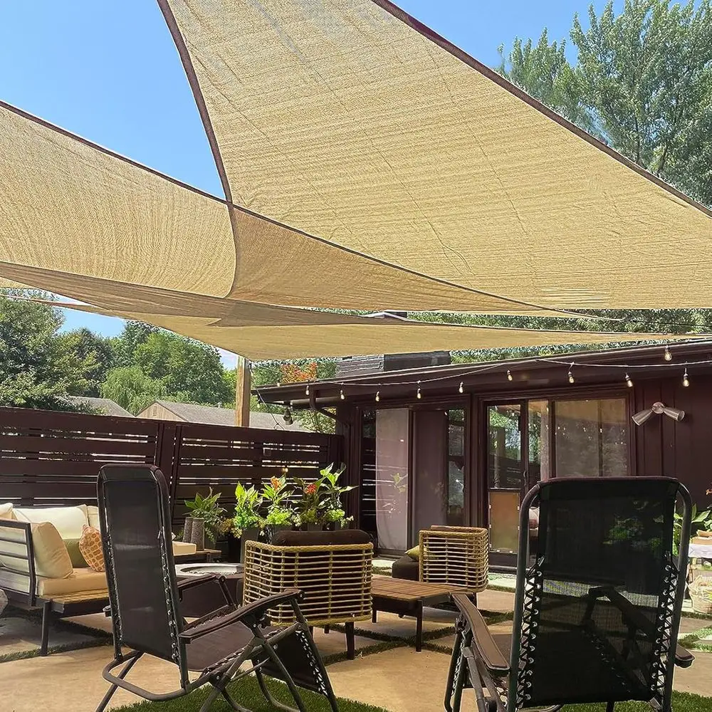 Custom Size 13'x13'x18.4' Sand Sun Shade Sail Right e Sunshade abric Awning or Patio Backyard Carport Pergola (Customized)