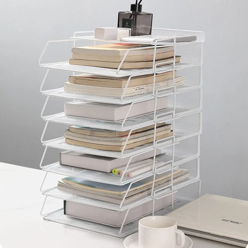 Fashion Desktop Organizer Stackable File Rack File Organizer Minimalism A4 File Storage Tray INS Style Iron Home Office Supply