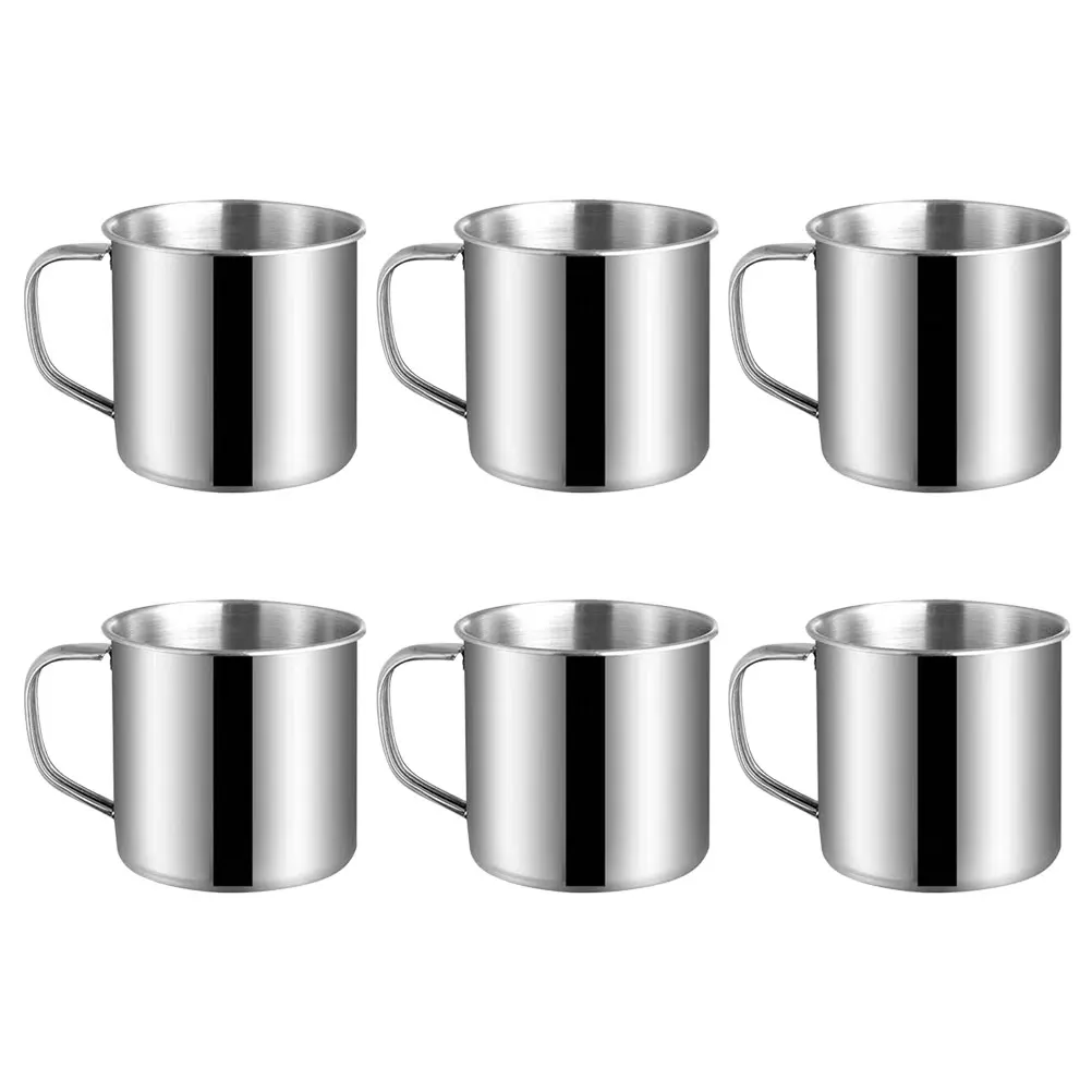 

6 Pcs Coffee Mug Stainless Steel 's Drinking Cup Small Mugs Outdoor Espresso Cups Silver Parliky Metal with Handle