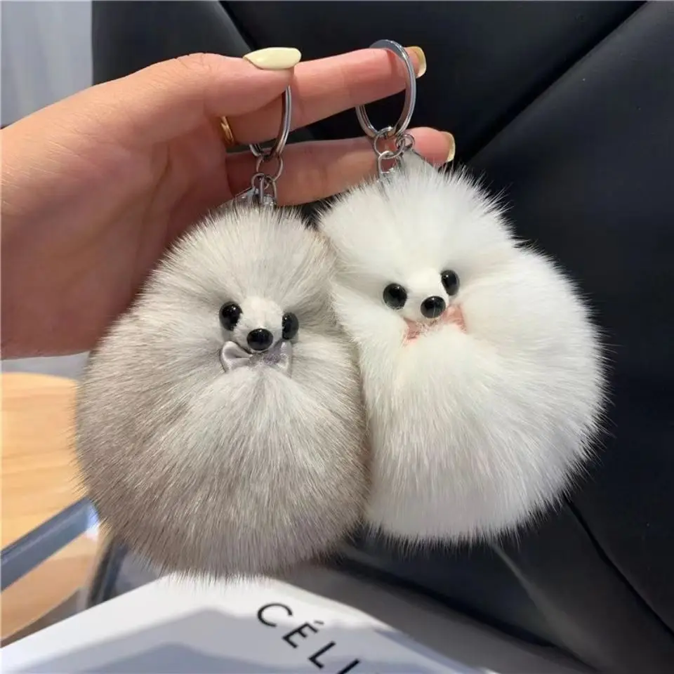 Real fox fur ball car key chain pendant ladies bag fashion fox fur ball pendant women\'s clothing accessories