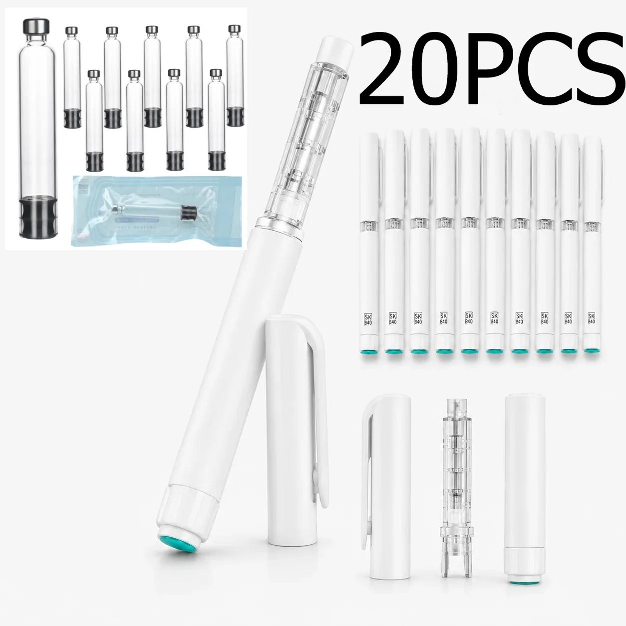 20PCS 3ml Disposable Injection Pen Portable Colorful Peptide Pen Self-Injector Pen 60U Suitable For Tattoo Tool Magic Pen