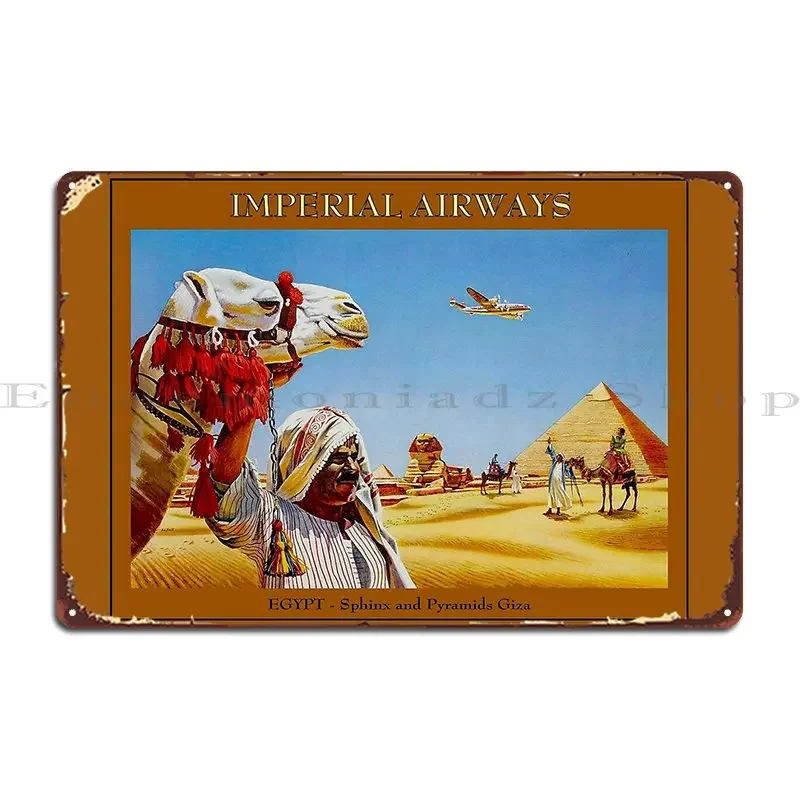 Imperial Airways Vintage Fly To Egypt Advertising Print Metal Signs Cinema Wall Decor Plaques Designing Club Tin Sign Poster