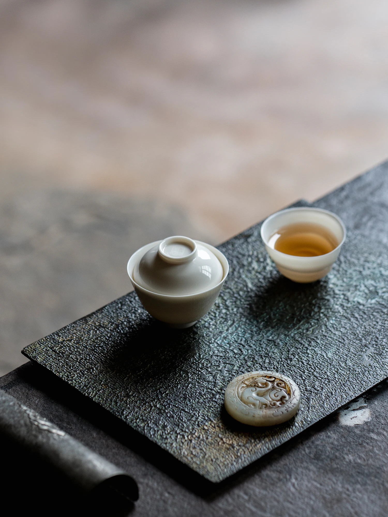 

Handmade White Porcelain Tea Bowl Thin-walled Traditional Chinese Sle Single Person Drinking Tea Device