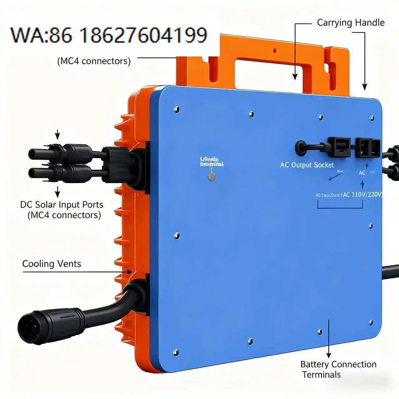 WiFi Solar Micro Inverter 800W EU Plug On Grid APP Monitoring Single Phase MPPT Home PV System