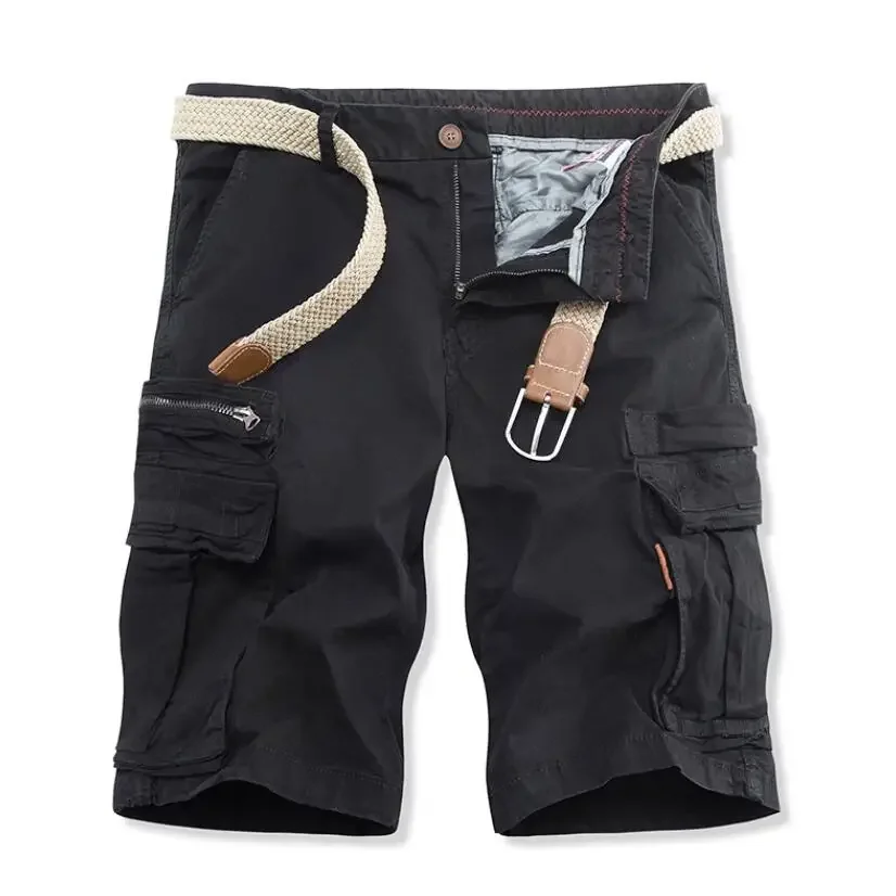 Men Summer Cargo Shorts Casual Tool Shorts High Quality Man Military Multi Pocket Pants Loose Cargo Pants No belts Size 40