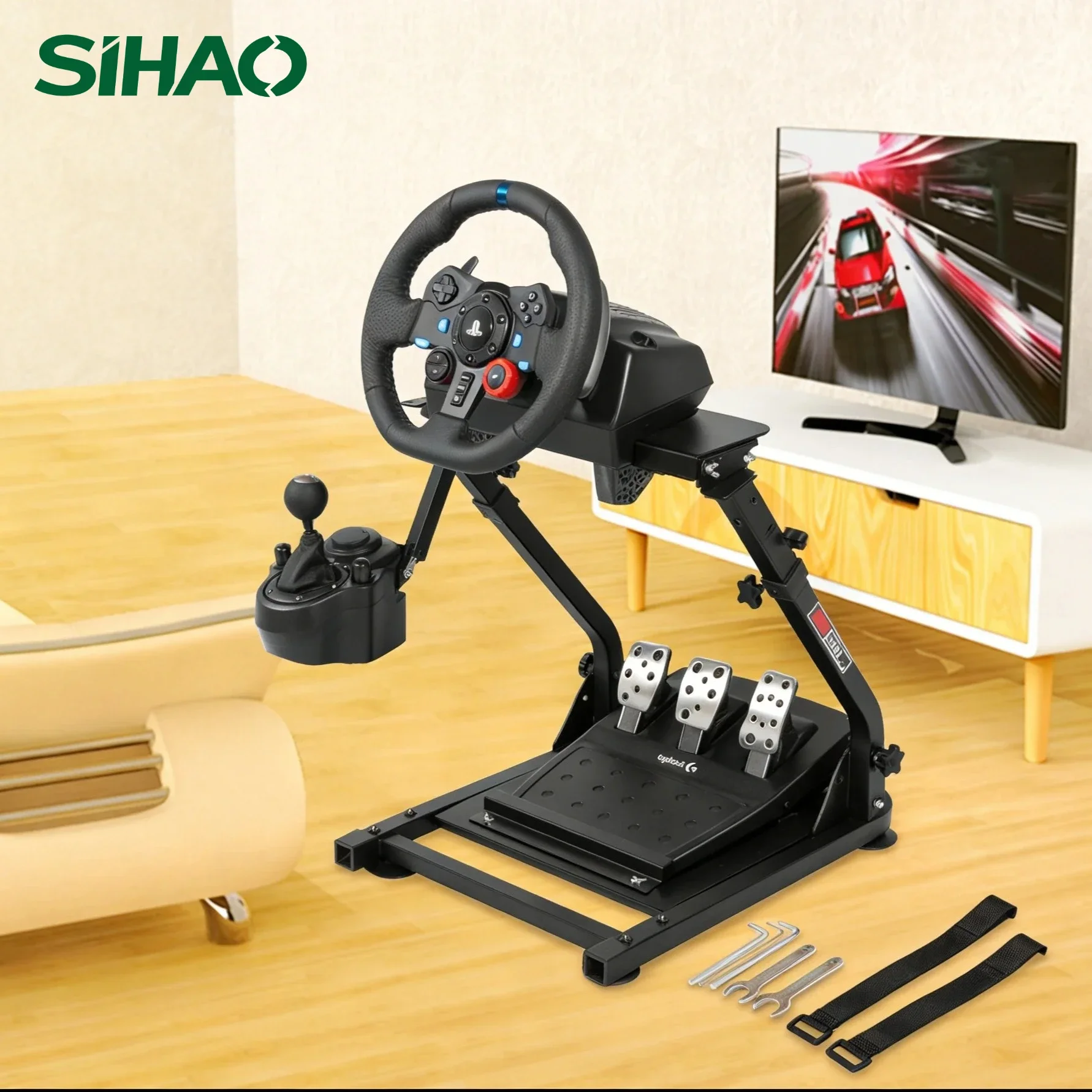 SIHAO G920 Racing Steering Wheel Shifter Stand Adjustable Gaming Wheel Stand Pedals fit for Logitech G27 G25 G29