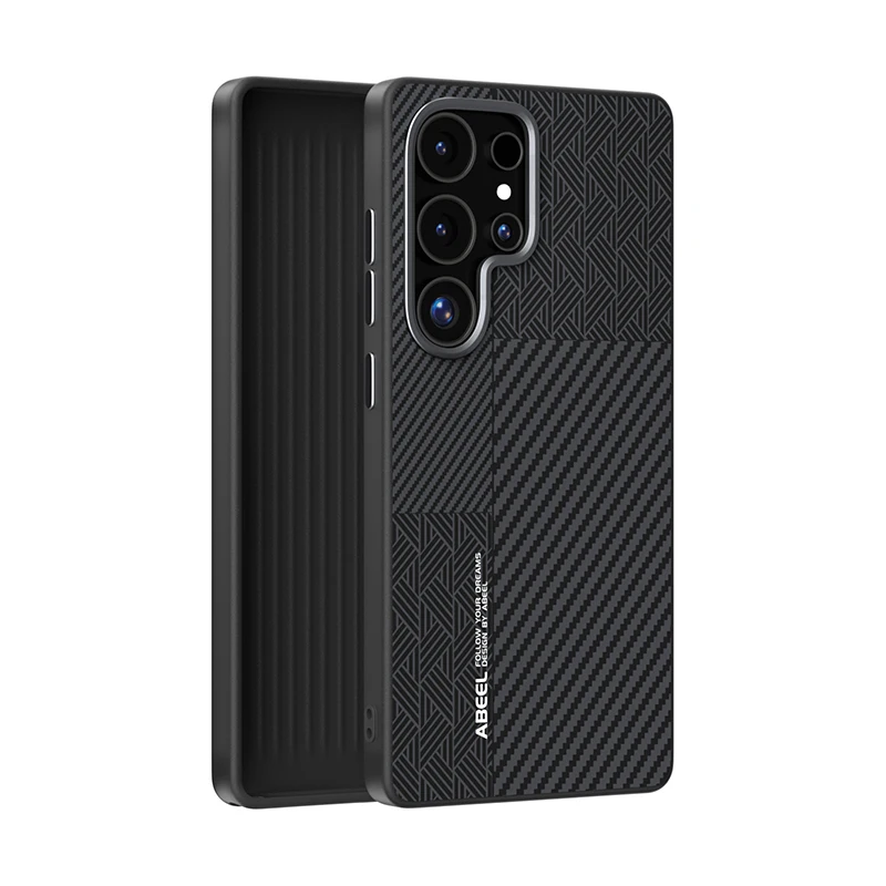 

For Samsung Galaxy S25 Ultra Case Slim Rigid Magsafe Magnetic Wireless Charger Carbon Fiber Case Cover Alloy Lens Anti-slip Grip