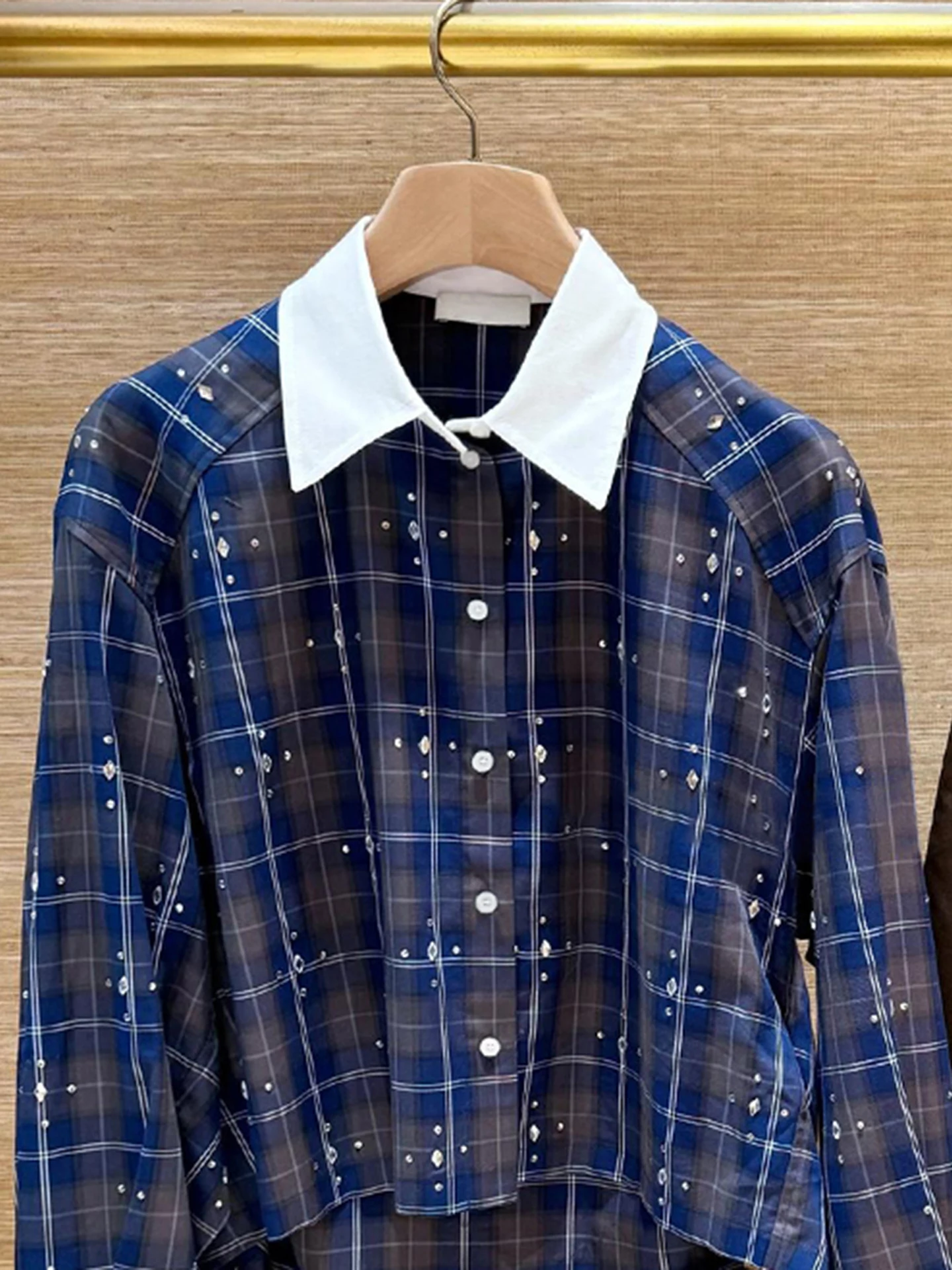 S 홈 난 유 하이엔드 여성 패션 세트 가을 다이아몬드 장식 체크무늬 탑 스커트 팬츠 세트 25-35세