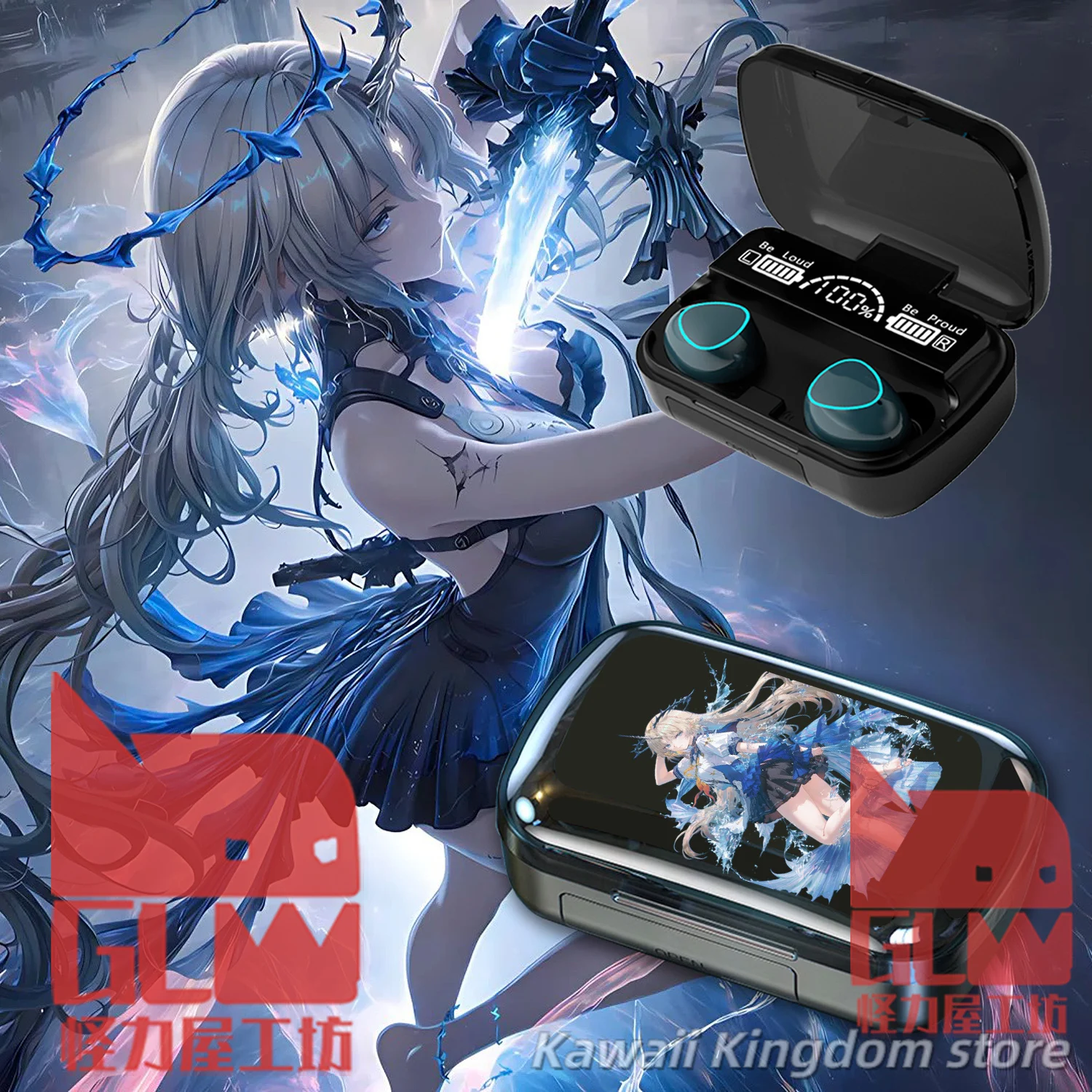 

Wuthering Waves Cartethyia Game Аниме Bluetooth-гарнитура Цифровой дисплей Зарядная стручка Студенческий косплей Подарок