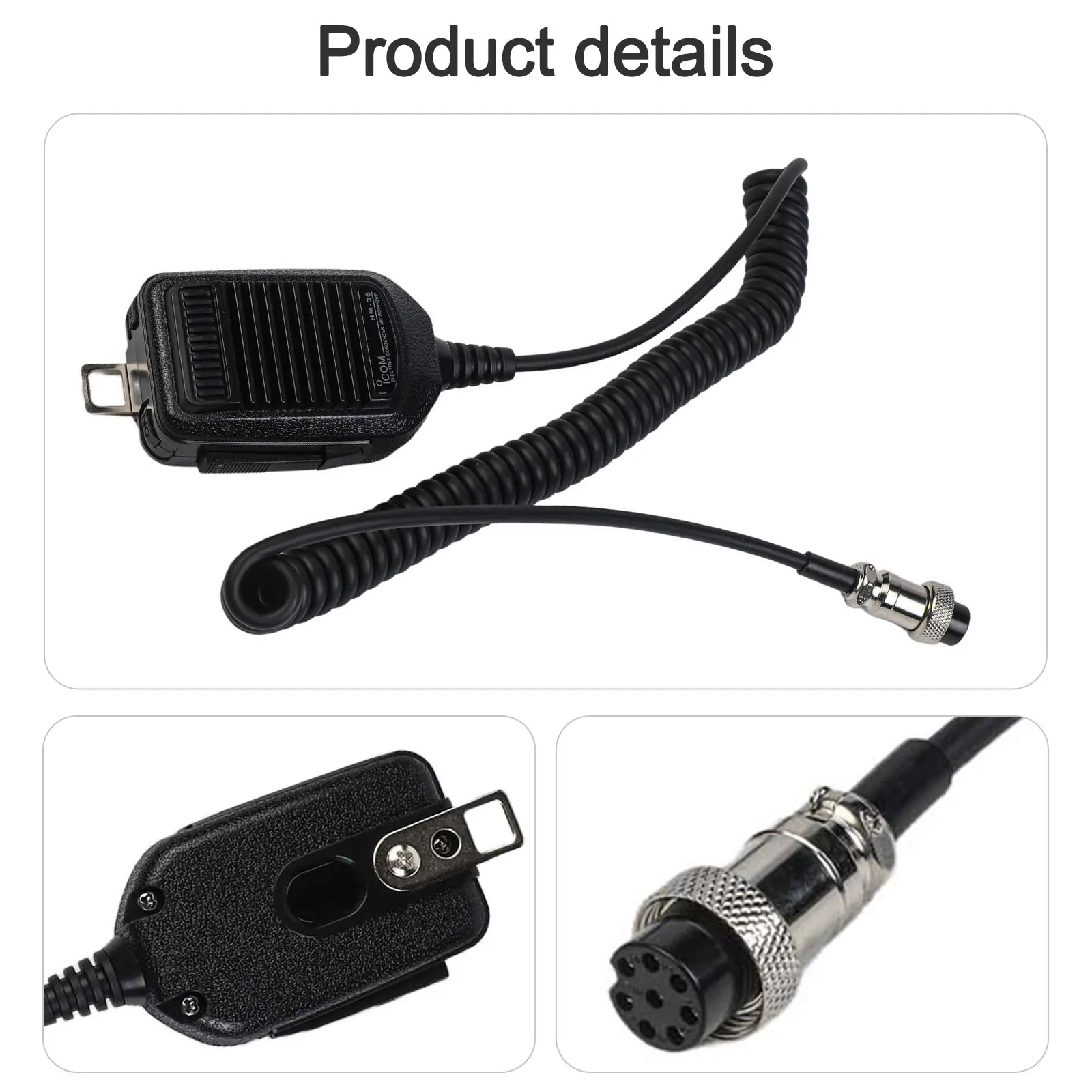 /HM-36 /8 /Pin Speaker Microphone For For ICOM IC-718 IC-765 IC-761 IC-7200 IC-7600 Mobile Radio Handheld Mic Black