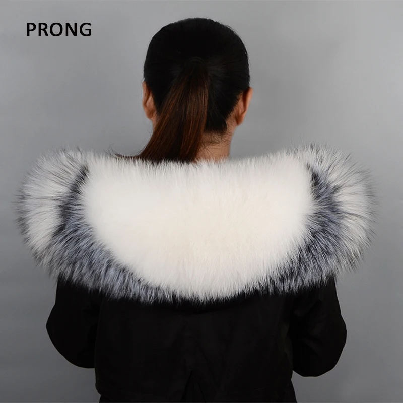 Large Size Fur Collar Real Fox Fur Collar For Women Coat Jacket Hat Striped Winter Ladies Scarf Shawl Femal Neck Cap Warm Collar