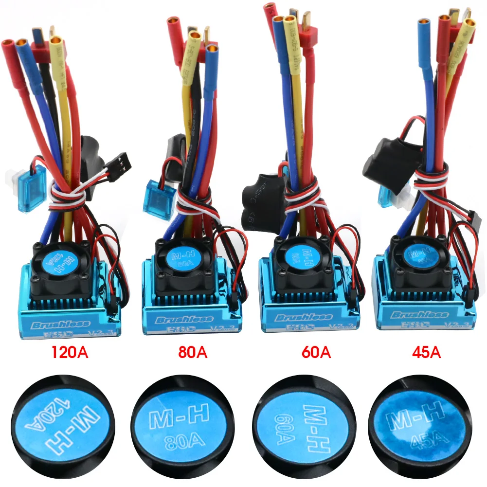 Waterproof  45A 60A 80A 120A Brushless ESC Electric Speed Controller Dust-proof for 1:8 1:10 1:12 RC Car