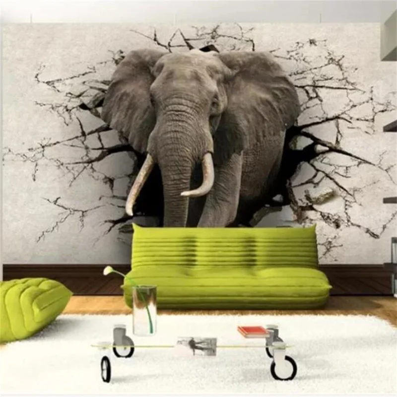 

Custom Wallpaper 3D Stereo personality Relief elephant art mural Living room bedroom TV background hotel restaurant wall paper