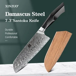 XINZUO 7.3'' Inches Santoku Knife VG10 67 Layers Damascus Steel Janpanse Chef Knife Blade Meat Cutting Kitchen Tools G10 Handle