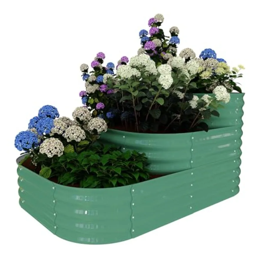 

Galvanized Raised Garden Bed Kit 61x42x31 in Outdoor Planter Box for Vegetables Herbs and Flowers. Modular 3-In-1 Raised Garden