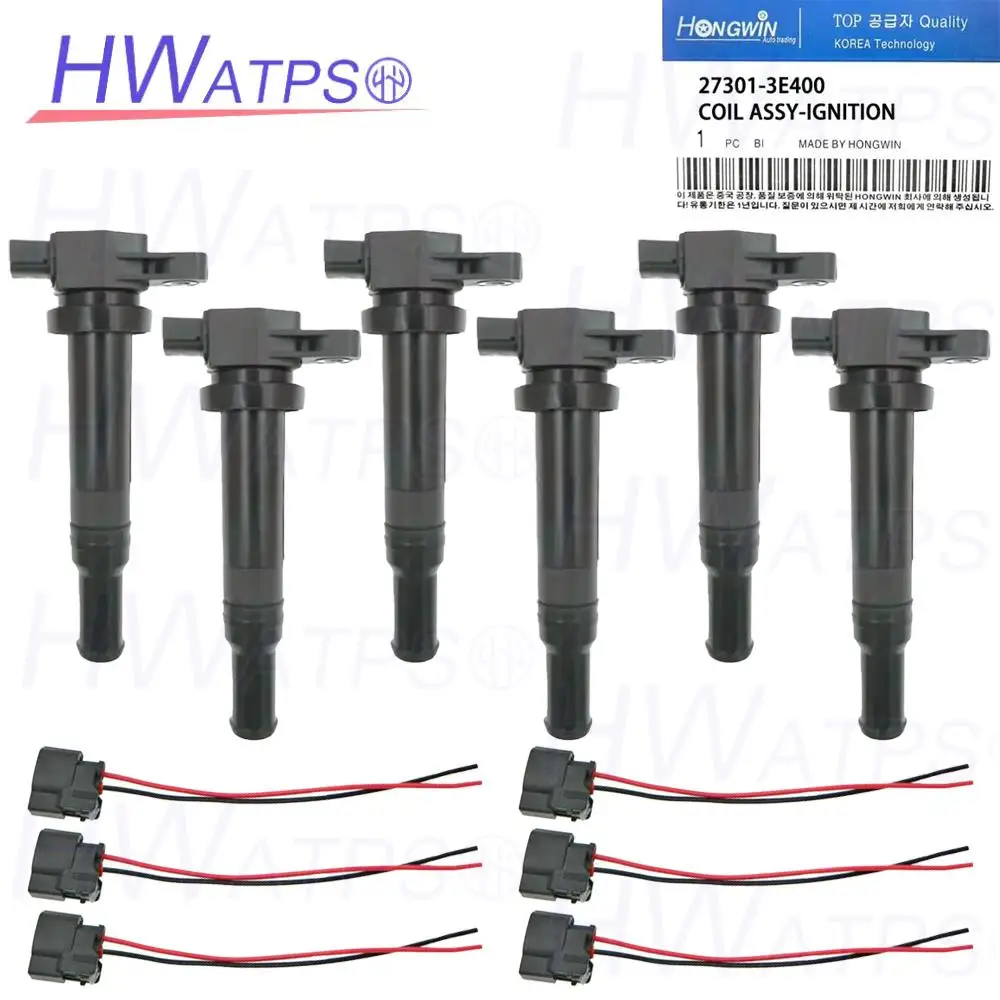 

6pcs Ignition Coils 27301-3E400 273013E400 UF558 For Magentis Hyundai Santa Fe 2007 2008 2009 2.7L Optima Rondo 2007-2010