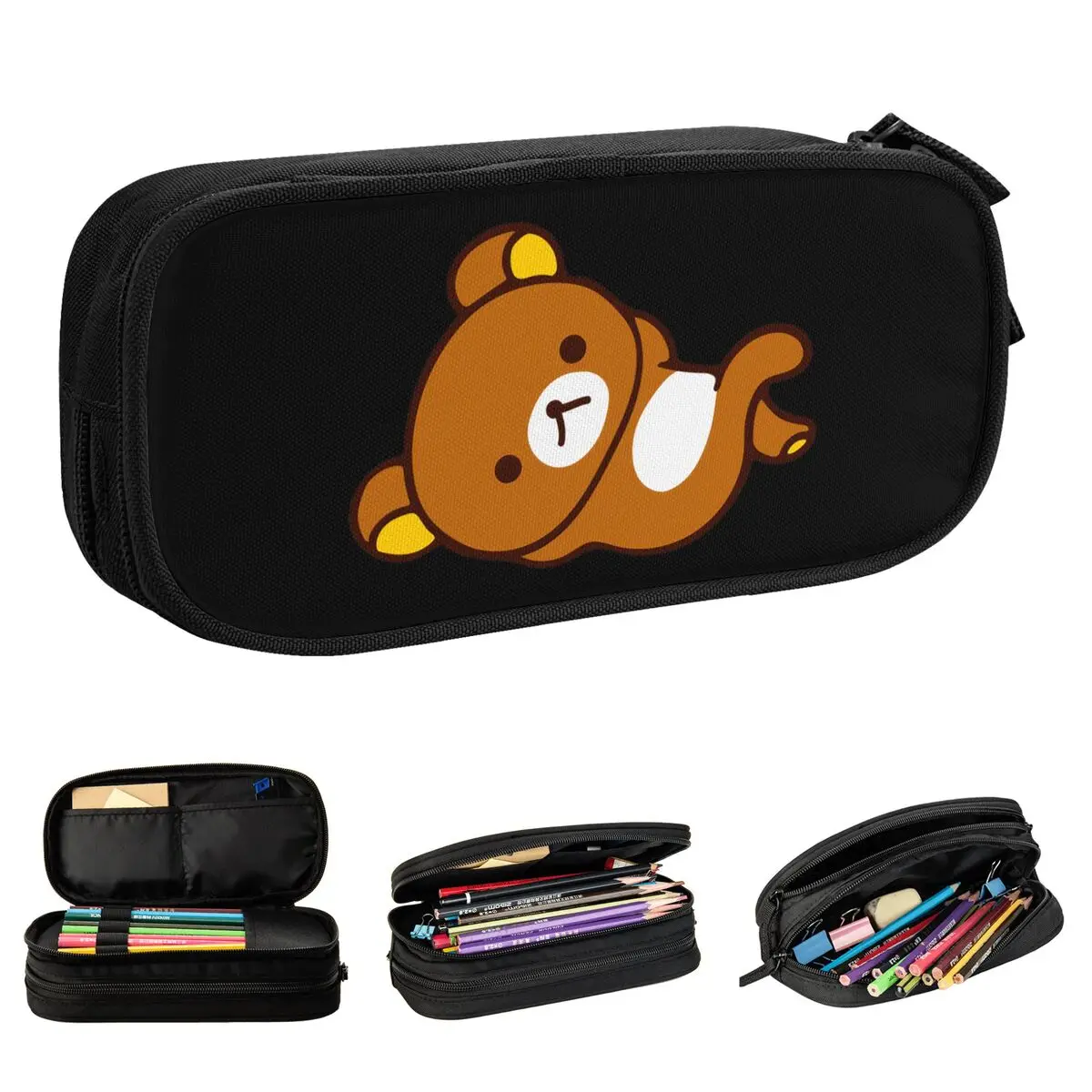 Модный пенал Rilakkuma Relax с героями мультфильмов, пеналы, держатель для ручек, детские сумки большой емкости, школьные принадлежности, канцелярские принадлежности на молнии