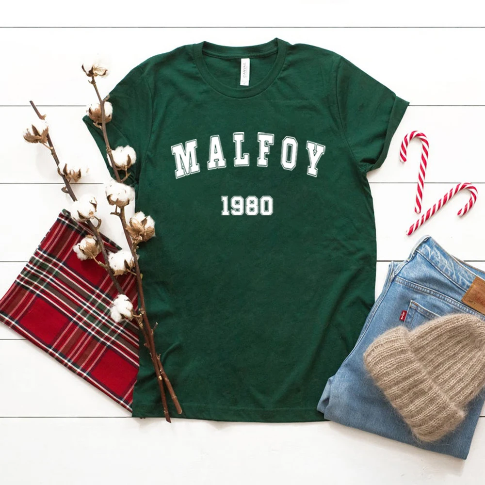 Malfoy1980 T-shirt Magic Movie Inspired Wizard World Shirt Vintage Magic Wizard School Tees Women Draco Malfoy Shirts