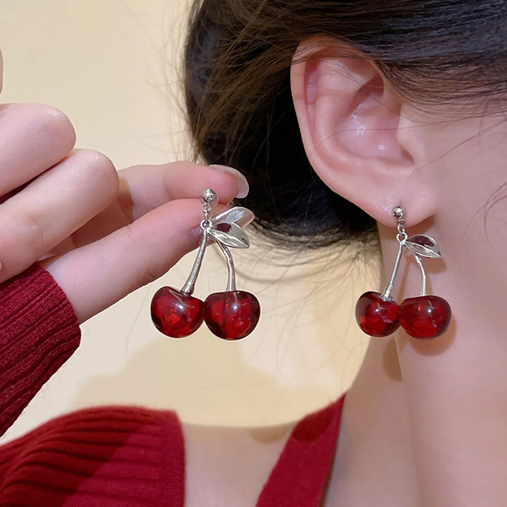 

Cherry Earrings Drop Fashion Jewelry for Women Dangle Kawaii Creative Fruits Hoop Girls