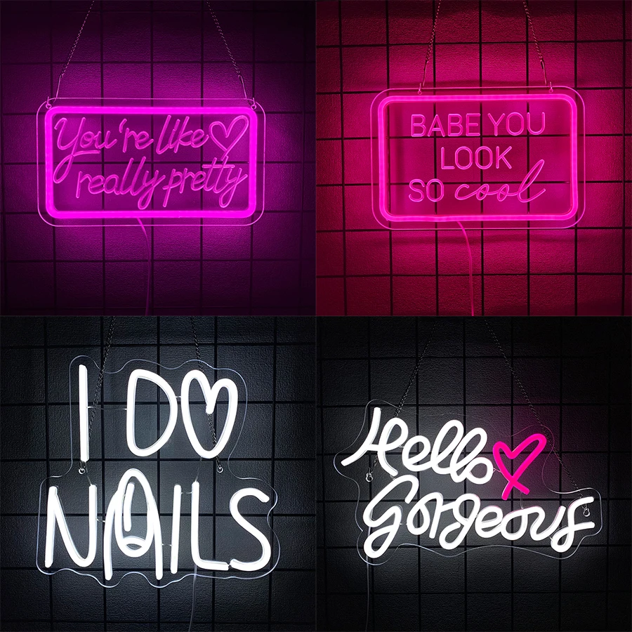You'Re Like Really Pretty Led Neon Sign, 3D Carved Letter Icon, Used For Beauty Salon Studio, Dressing Room And Nail Salon Decor
