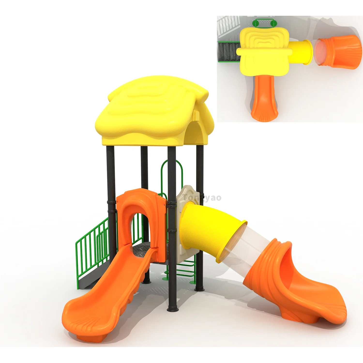 شريحة صغيرة للأطفال مع شريط قرد لمعدات اللياقة البدنية في الحديقة العامة الخارجية #1