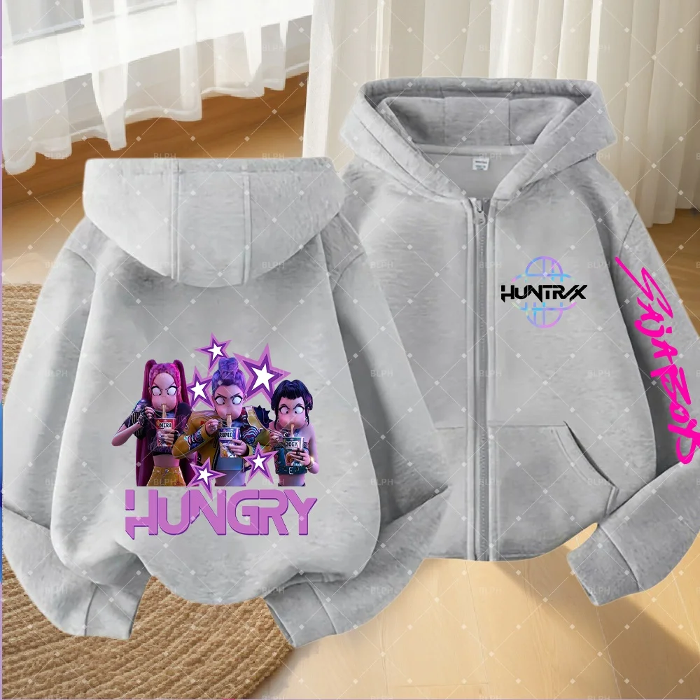 

Cute Huntrix KPop Demon Hunters Kids Zip-Up Hoodie with Cool Design, Perfect for Fashionable Little Ones