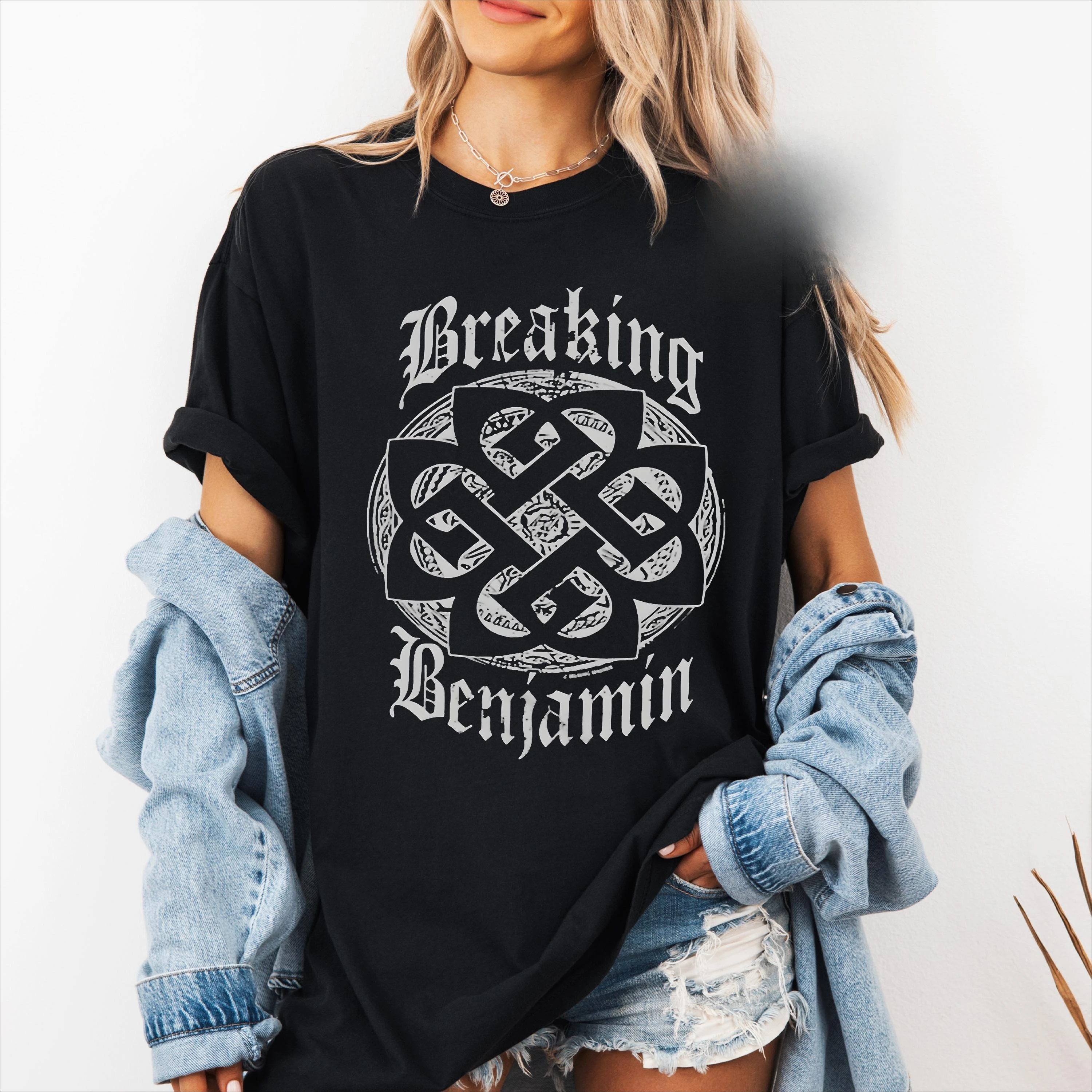 Camiseta Premium Breaking Benjamin - Álbum 'We Are Not Alone' - Música Rock - Merchandise para Fãs - Camiseta de Algodão Streetwear para Casais