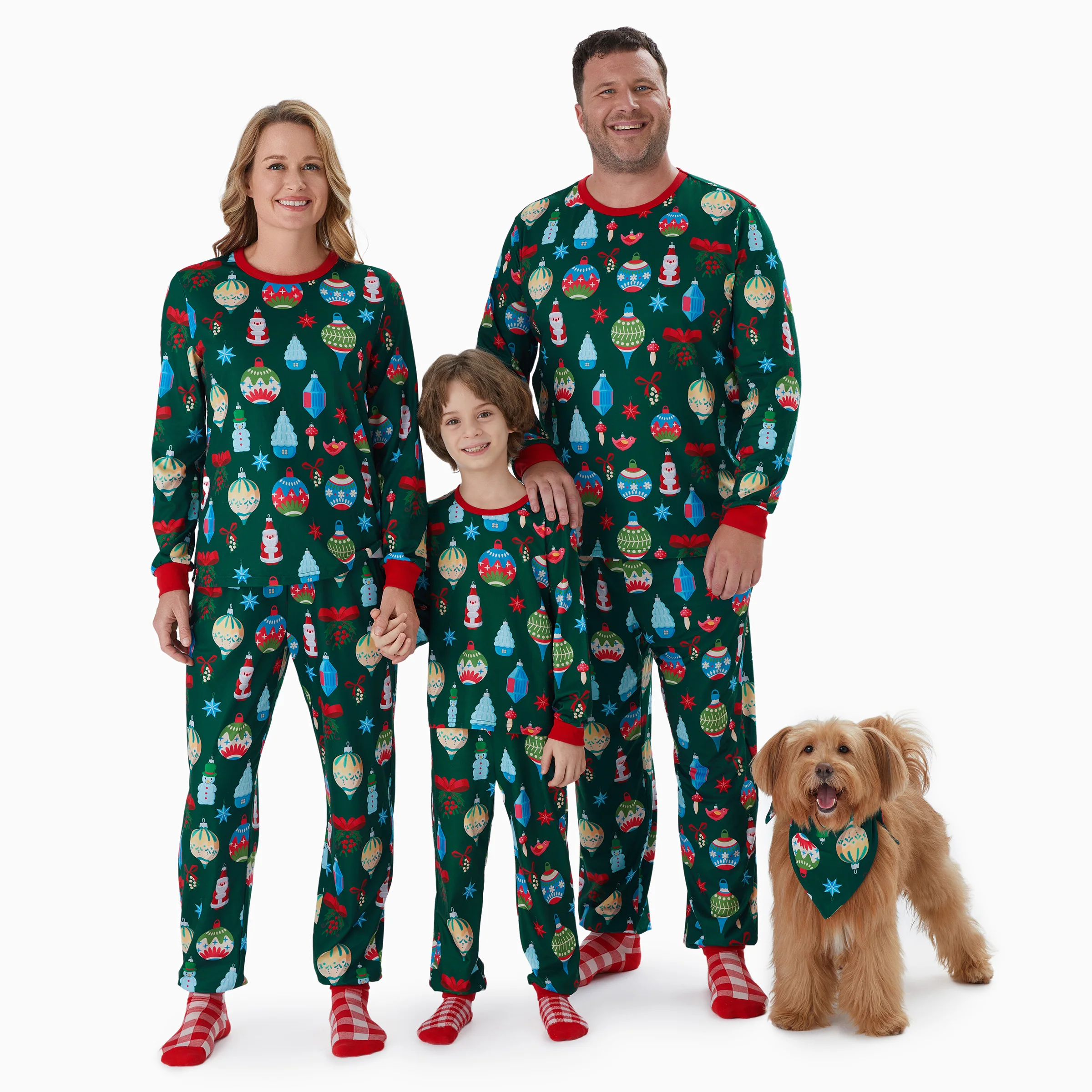 PatPat Christmas Family Matching Allover Christmas Light Pattern Pajamas Sets with Drawstring and Pockets (Flame Resistant)