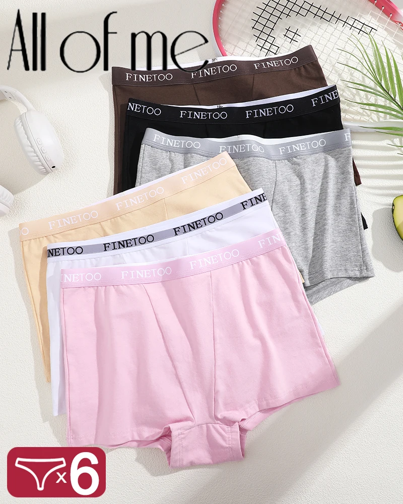 6Pcs/Set Women Cotton Breathable Panties Patchwork Soft Panty Mid Waisted Finetoo Underpanties Four shorts Sexy Flat Corner Pant