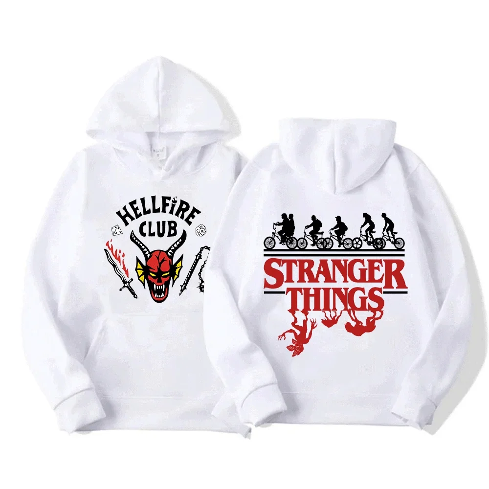 Elegantes sudaderas a juego para la familia Stranger Things, diseño único de silueta de ciclismo, perfecto para fanáticos del espectáculo, cómodo