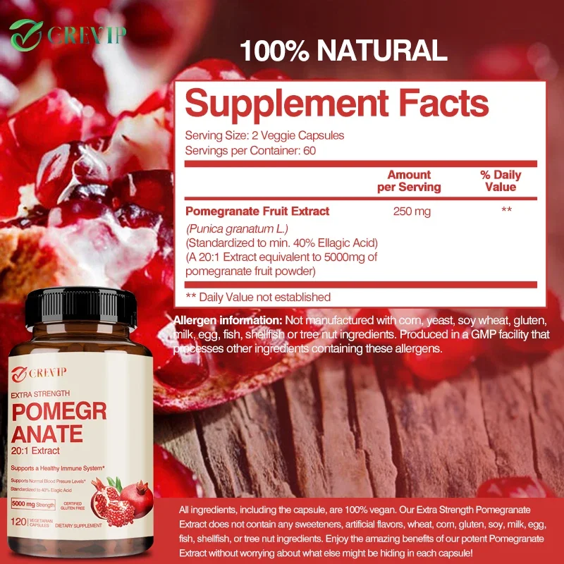 Pomegranate Extract - Maintains Normal Blood Pressure Levels and Improves Mental Health