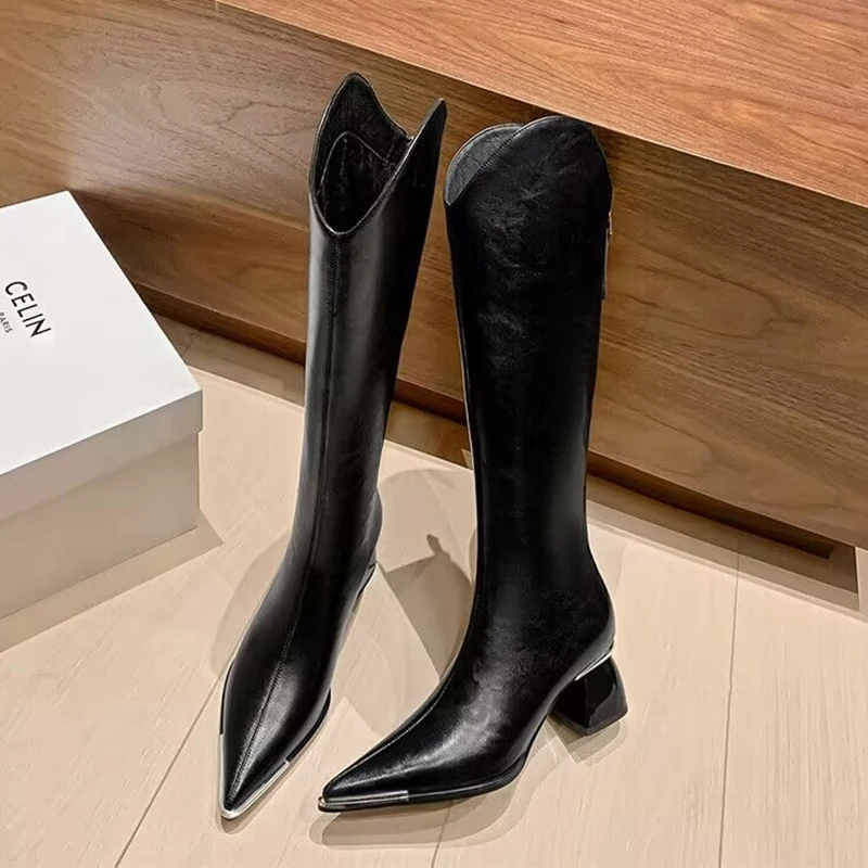 

Женские высокие сапоги, пикантные туфли на высоком каблуке с острым носком, модные зимние ботинки, роскошные модельные туфли 2021, дизайнерские туфли-лодочки Chelsea Botas Mujer