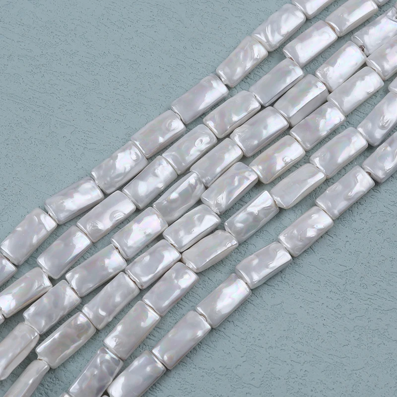 

7-8mm White Rectangle Square Shape Baroque Shape Freshwater Mother of Pearl Shell Beads Strand for jewelry making