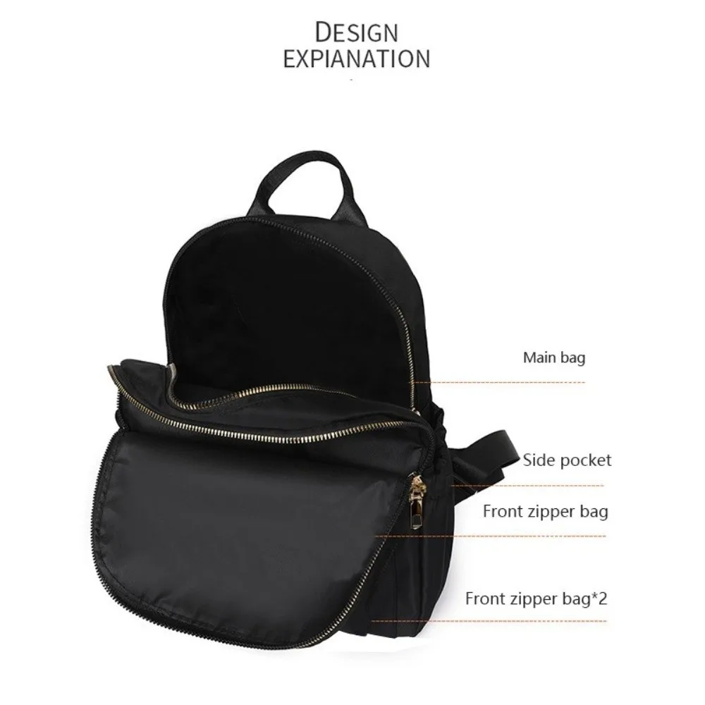Elegant Waterproof Nylon Women Backpack Lightweight Multi-Pocket Shoulder Bag Adjustable Strap School Backpack Women
