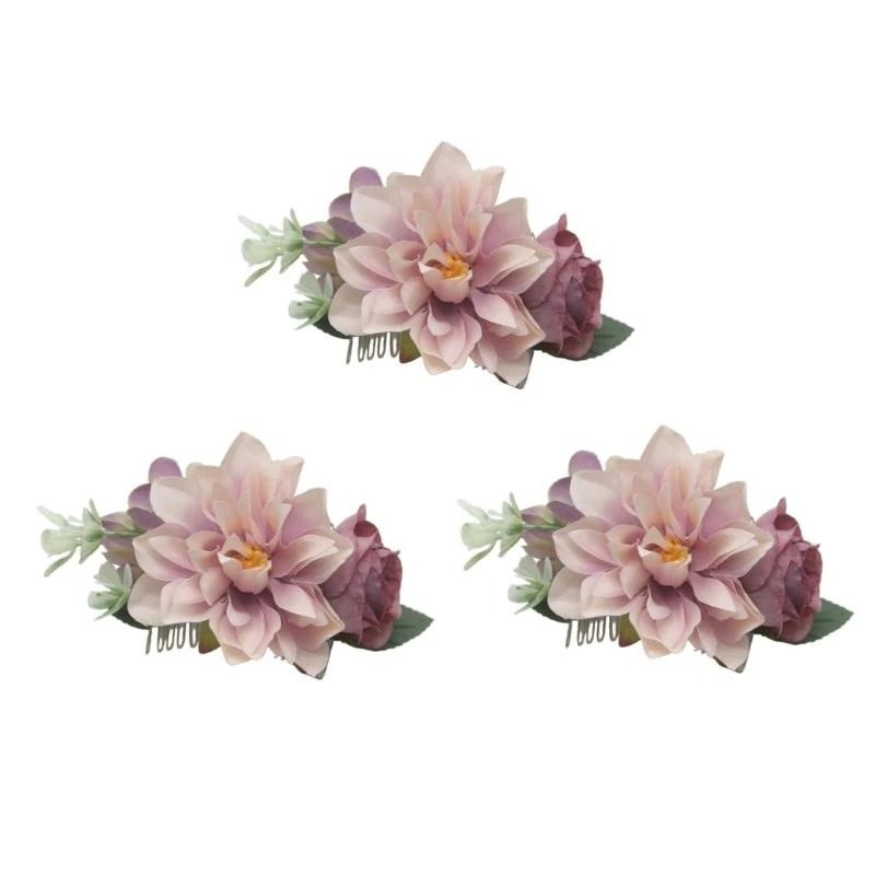 Bride Flower Hair Combs Wedding Headwear Floral Hairpin Hair Comb Clip for Women Hair Accessories 15UB