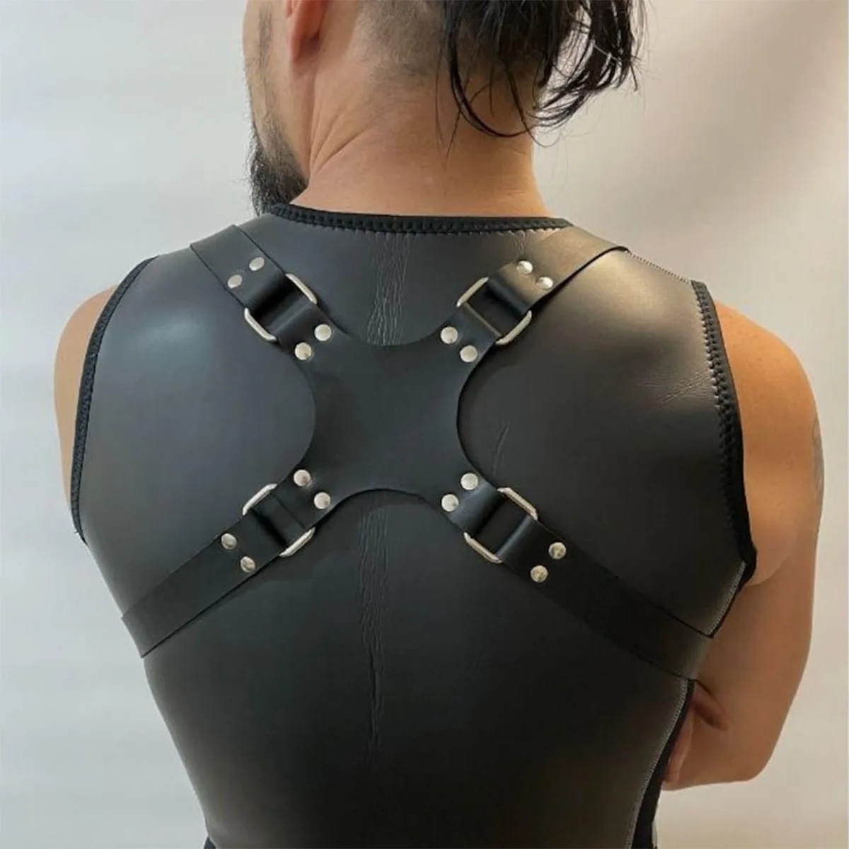 

Мужской костюм для рейва: подтяжки-бретели в стиле стимпанк, аксессуар для косплея, нагрудный ремень из искусственной кожи для Burning Man, подарок для него