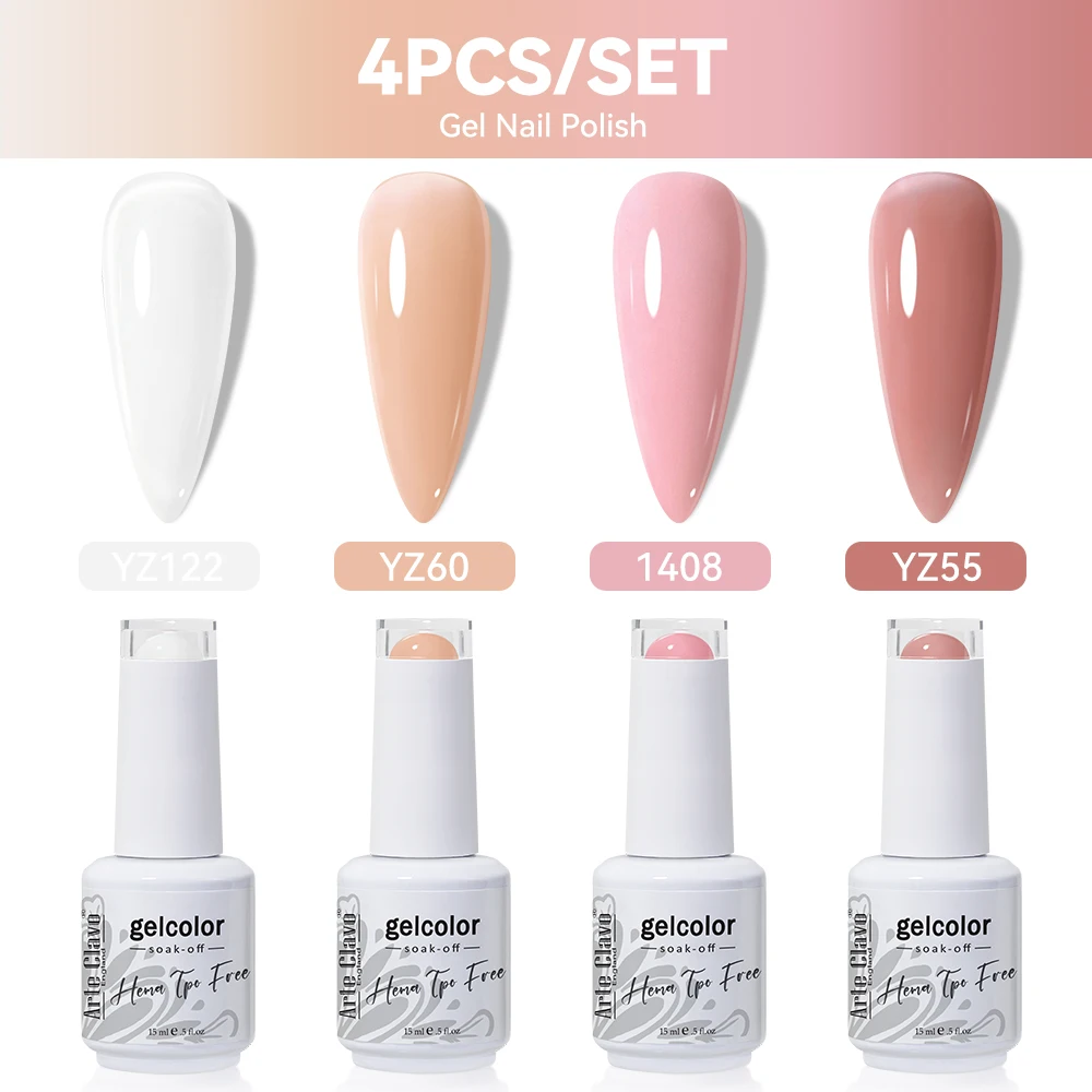 Arte Clavo 4pcs Gel Nail Set TPO FREE HEMA FREE Nail Gel Polish Beautiful Color Semi Permanent Soak Off UV Varnish Nail Art Kit