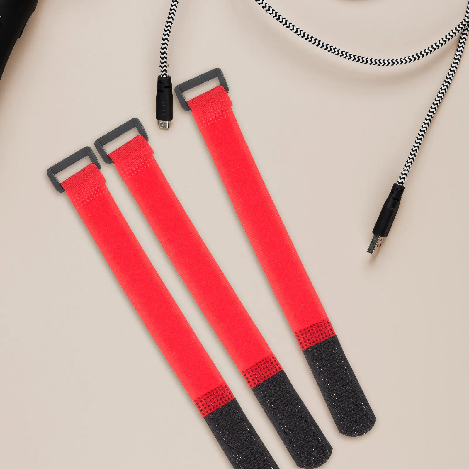 20Pcs Multipurpose Cable Tie Strips Nylon Hook and Loop Fastening Tape for Cord Wrap Wire Organizer Extension Cord Holder Tool