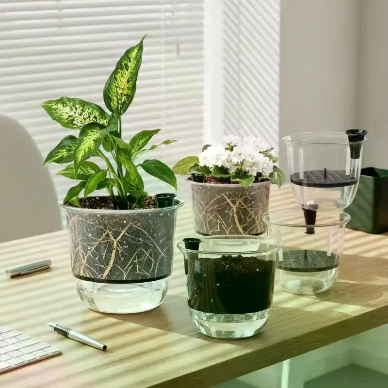 1Pcs Self-Watering Pot, Pots For Indoor Plants, Clear Flower Pots With Deep Reservoirs For Spider Plants, Orchids