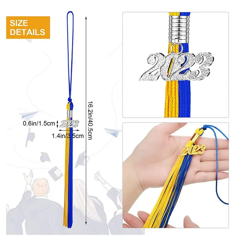 2026 + 36 Pieces 2023 Graduation Tassels Tassel Charms for Graduation Cap Graduation Tassel with Charms (Royal Blue, Gold)