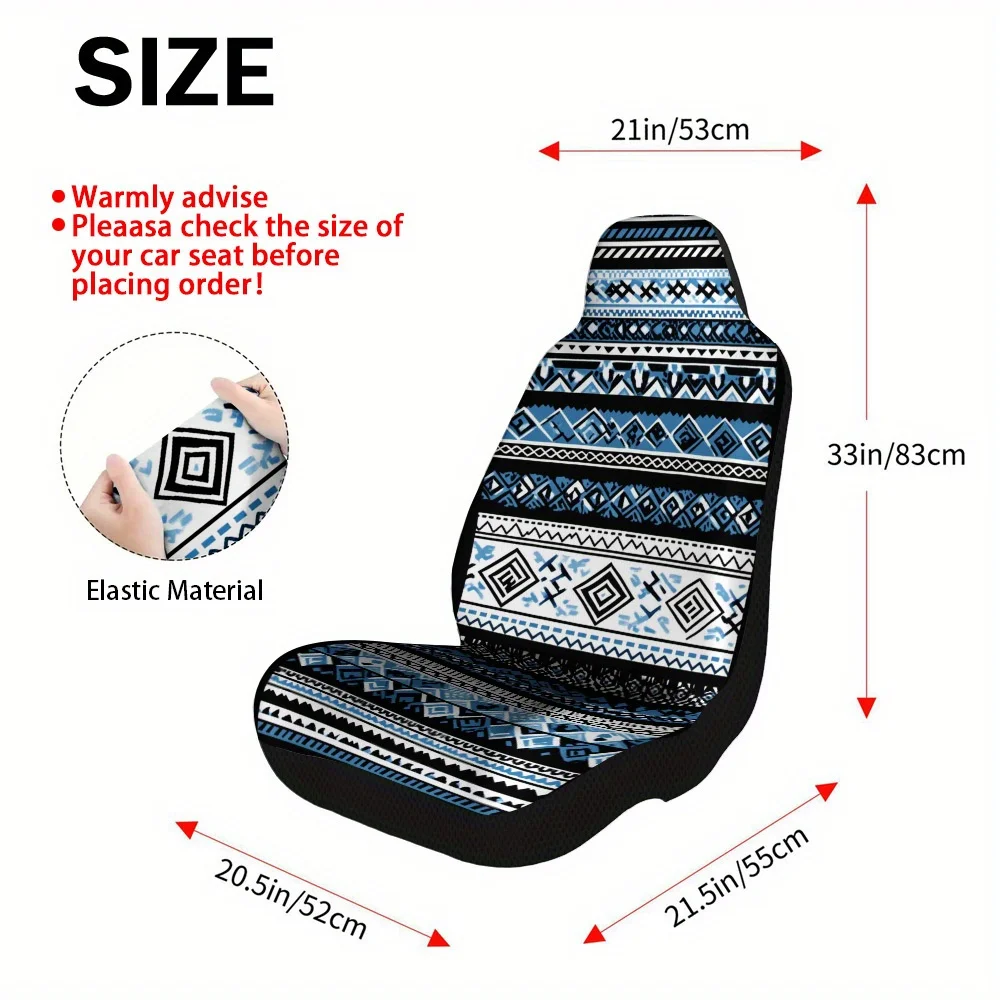 Set Of 2, Blue Geometric Stripes Car Covers – Complete Set Of Durable And High-Quality Front Protectors, Universally Compatible